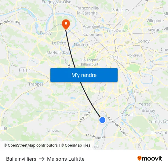Ballainvilliers to Maisons-Laffitte map