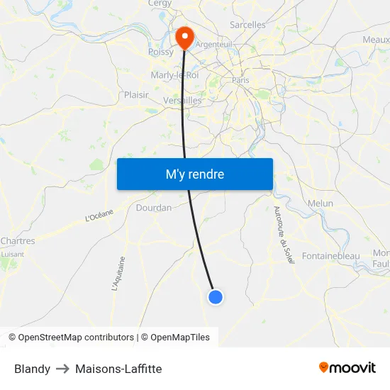 Blandy to Maisons-Laffitte map