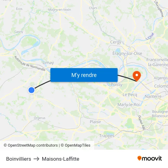 Boinvilliers to Maisons-Laffitte map