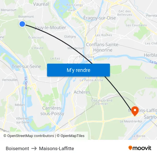 Boisemont to Maisons-Laffitte map