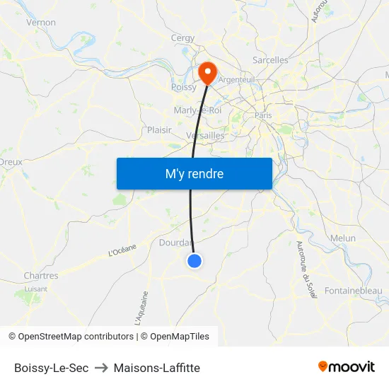 Boissy-Le-Sec to Maisons-Laffitte map
