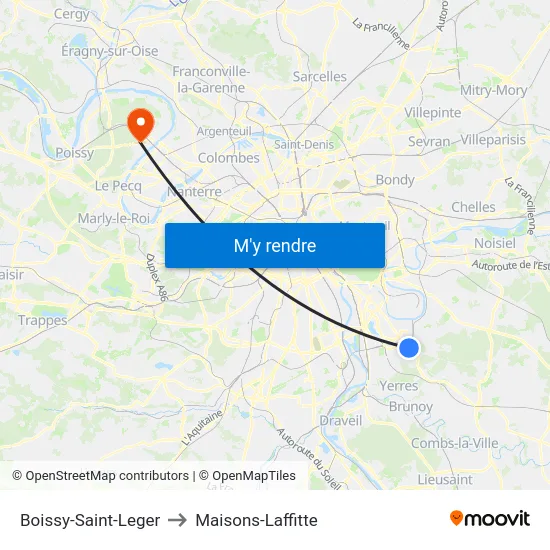 Boissy-Saint-Leger to Maisons-Laffitte map