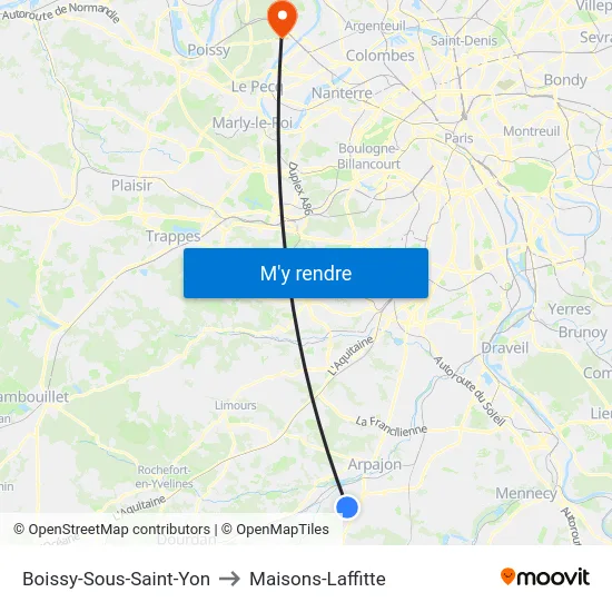 Boissy-Sous-Saint-Yon to Maisons-Laffitte map