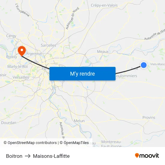 Boitron to Maisons-Laffitte map