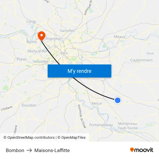 Bombon to Maisons-Laffitte map