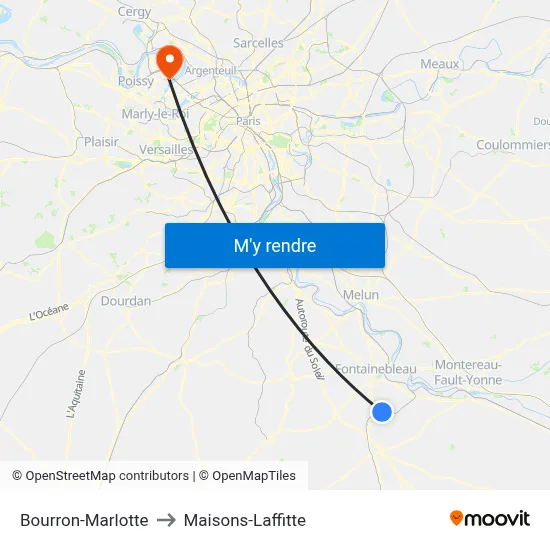 Bourron-Marlotte to Maisons-Laffitte map