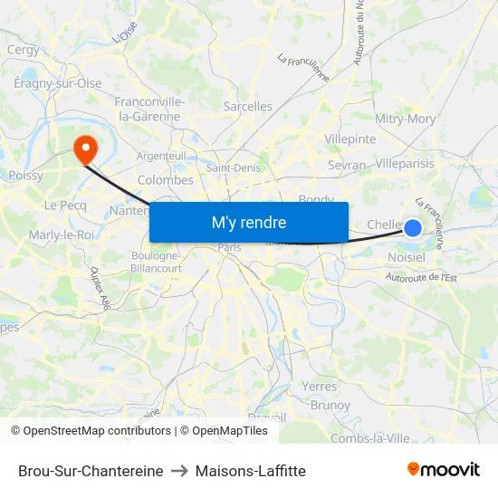 Brou-Sur-Chantereine to Maisons-Laffitte map