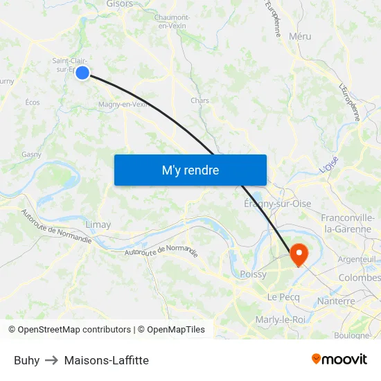 Buhy to Maisons-Laffitte map