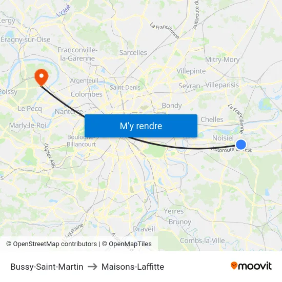 Bussy-Saint-Martin to Maisons-Laffitte map