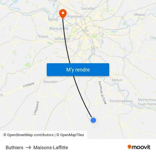 Buthiers to Maisons-Laffitte map