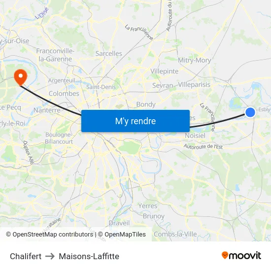 Chalifert to Maisons-Laffitte map