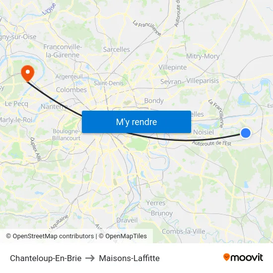 Chanteloup-En-Brie to Maisons-Laffitte map