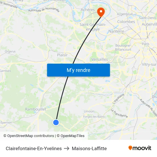 Clairefontaine-En-Yvelines to Maisons-Laffitte map