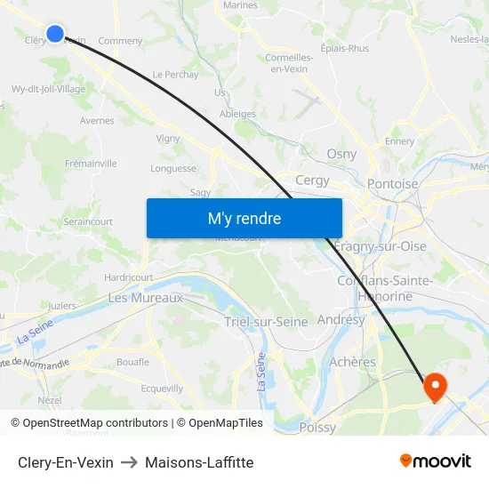 Clery-En-Vexin to Maisons-Laffitte map