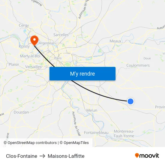 Clos-Fontaine to Maisons-Laffitte map