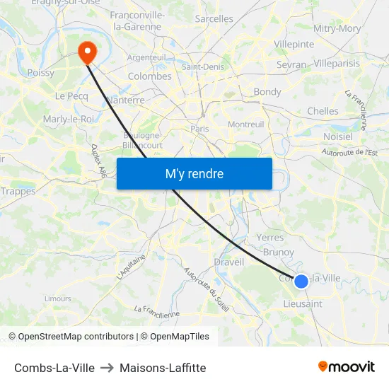 Combs-La-Ville to Maisons-Laffitte map