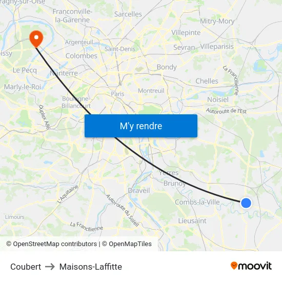 Coubert to Maisons-Laffitte map