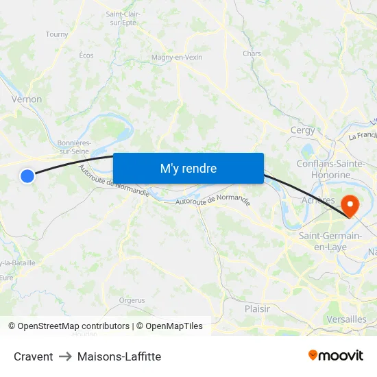 Cravent to Maisons-Laffitte map