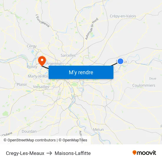 Cregy-Les-Meaux to Maisons-Laffitte map