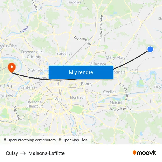 Cuisy to Maisons-Laffitte map