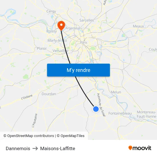 Dannemois to Maisons-Laffitte map