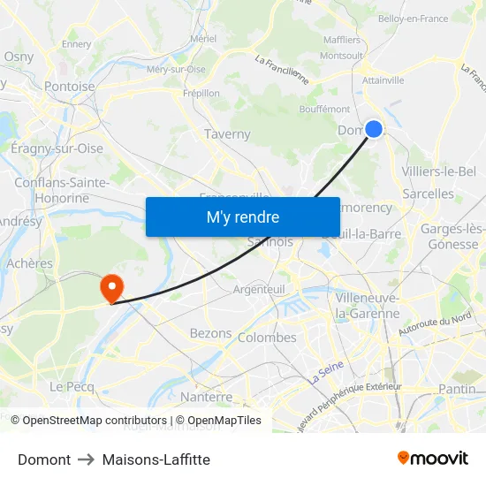 Domont to Maisons-Laffitte map