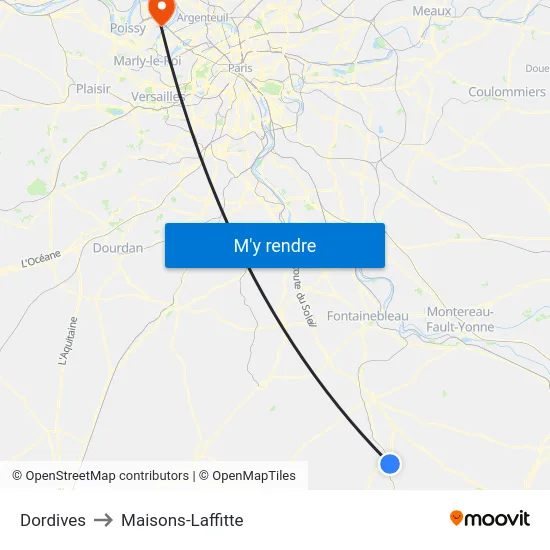 Dordives to Maisons-Laffitte map