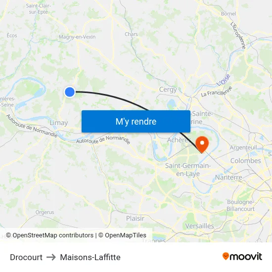 Drocourt to Maisons-Laffitte map