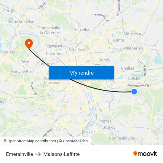 Emerainville to Maisons-Laffitte map
