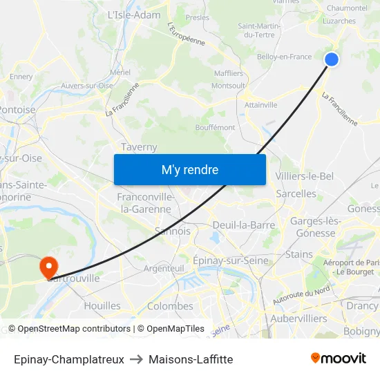 Epinay-Champlatreux to Maisons-Laffitte map