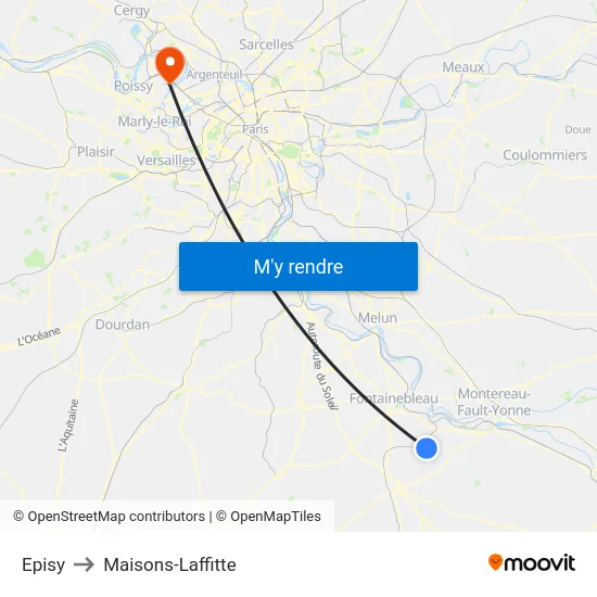 Episy to Maisons-Laffitte map