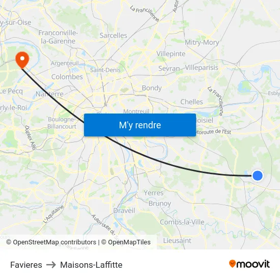 Favieres to Maisons-Laffitte map