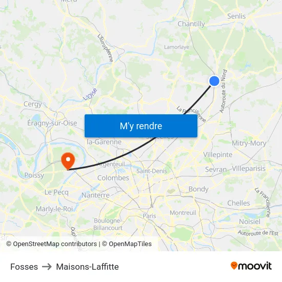 Fosses to Maisons-Laffitte map