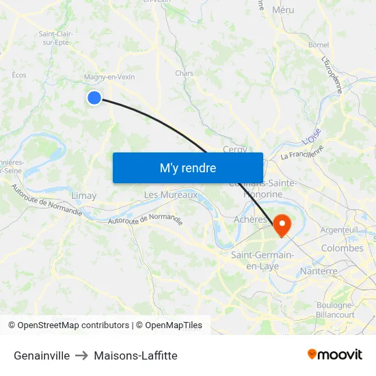 Genainville to Maisons-Laffitte map