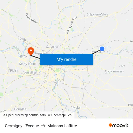 Germigny-L'Eveque to Maisons-Laffitte map
