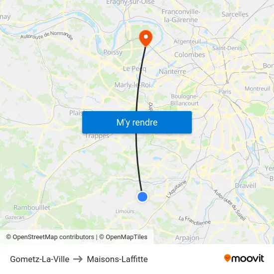Gometz-La-Ville to Maisons-Laffitte map