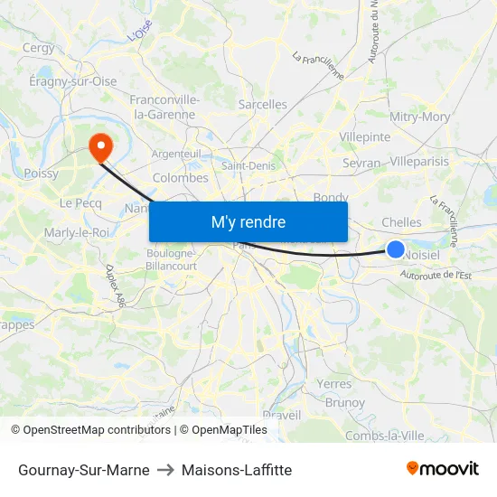 Gournay-Sur-Marne to Maisons-Laffitte map