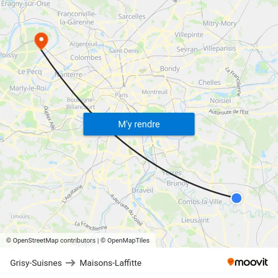 Grisy-Suisnes to Maisons-Laffitte map