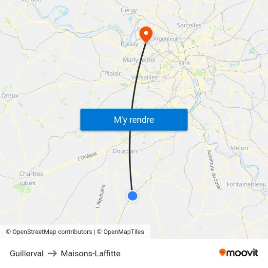 Guillerval to Maisons-Laffitte map