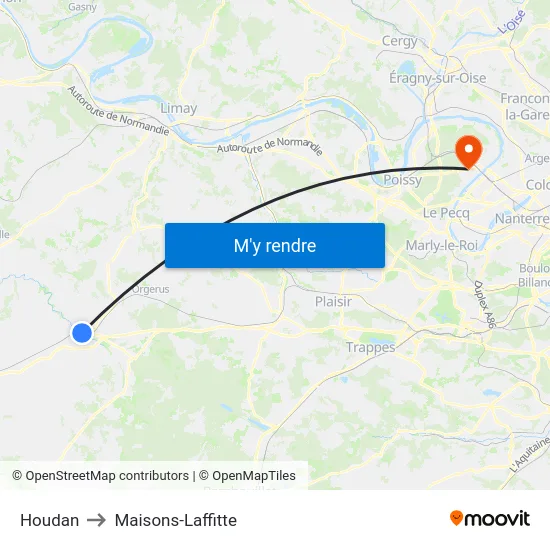 Houdan to Maisons-Laffitte map