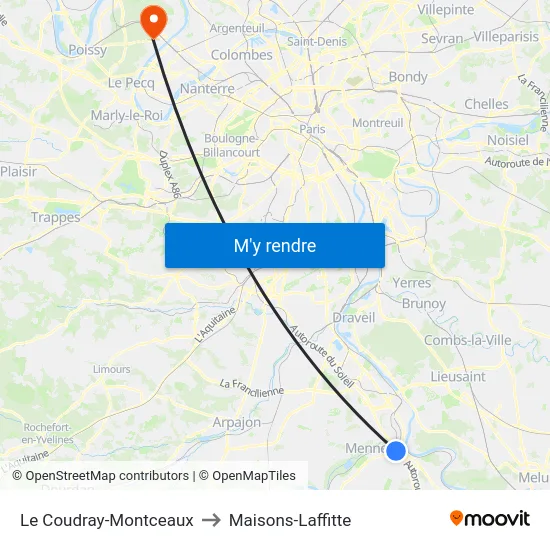 Le Coudray-Montceaux to Maisons-Laffitte map