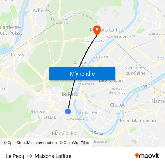 Le Pecq to Maisons-Laffitte map
