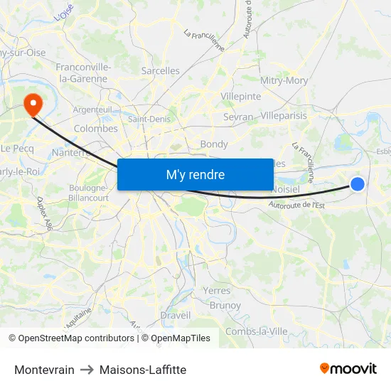 Montevrain to Maisons-Laffitte map