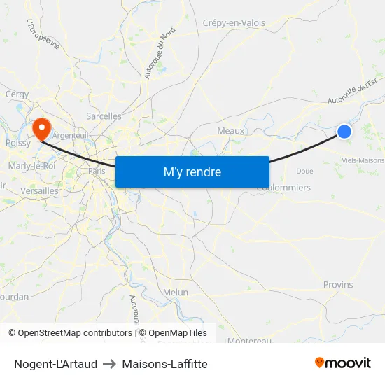 Nogent-L'Artaud to Maisons-Laffitte map