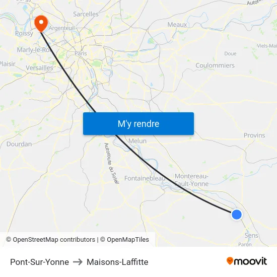 Pont-Sur-Yonne to Maisons-Laffitte map