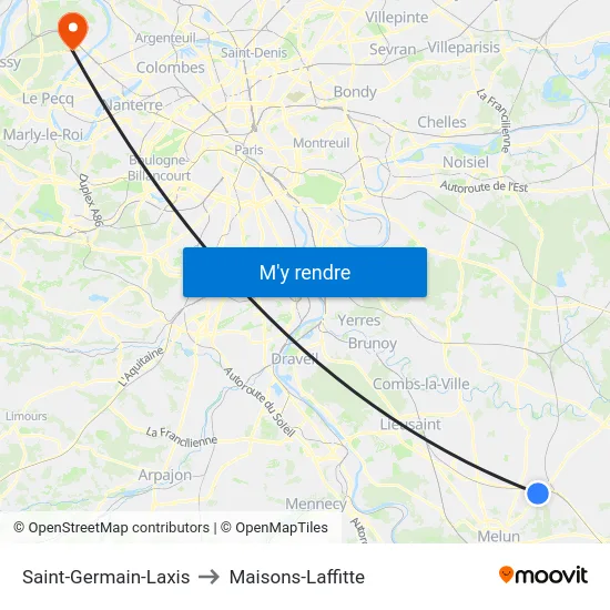 Saint-Germain-Laxis to Maisons-Laffitte map