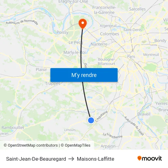 Saint-Jean-De-Beauregard to Maisons-Laffitte map