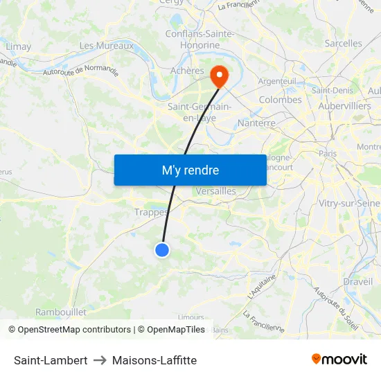 Saint-Lambert to Maisons-Laffitte map