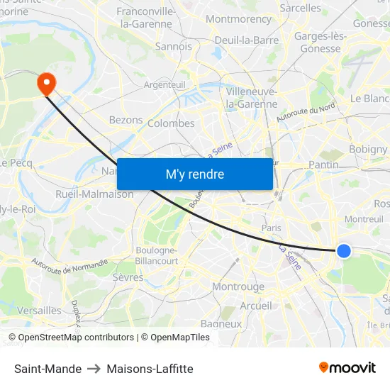 Saint-Mande to Maisons-Laffitte map