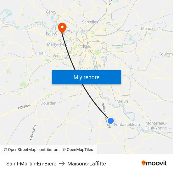Saint-Martin-En-Biere to Maisons-Laffitte map